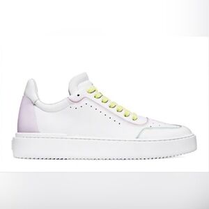 White Sneakers with Yellow Laces